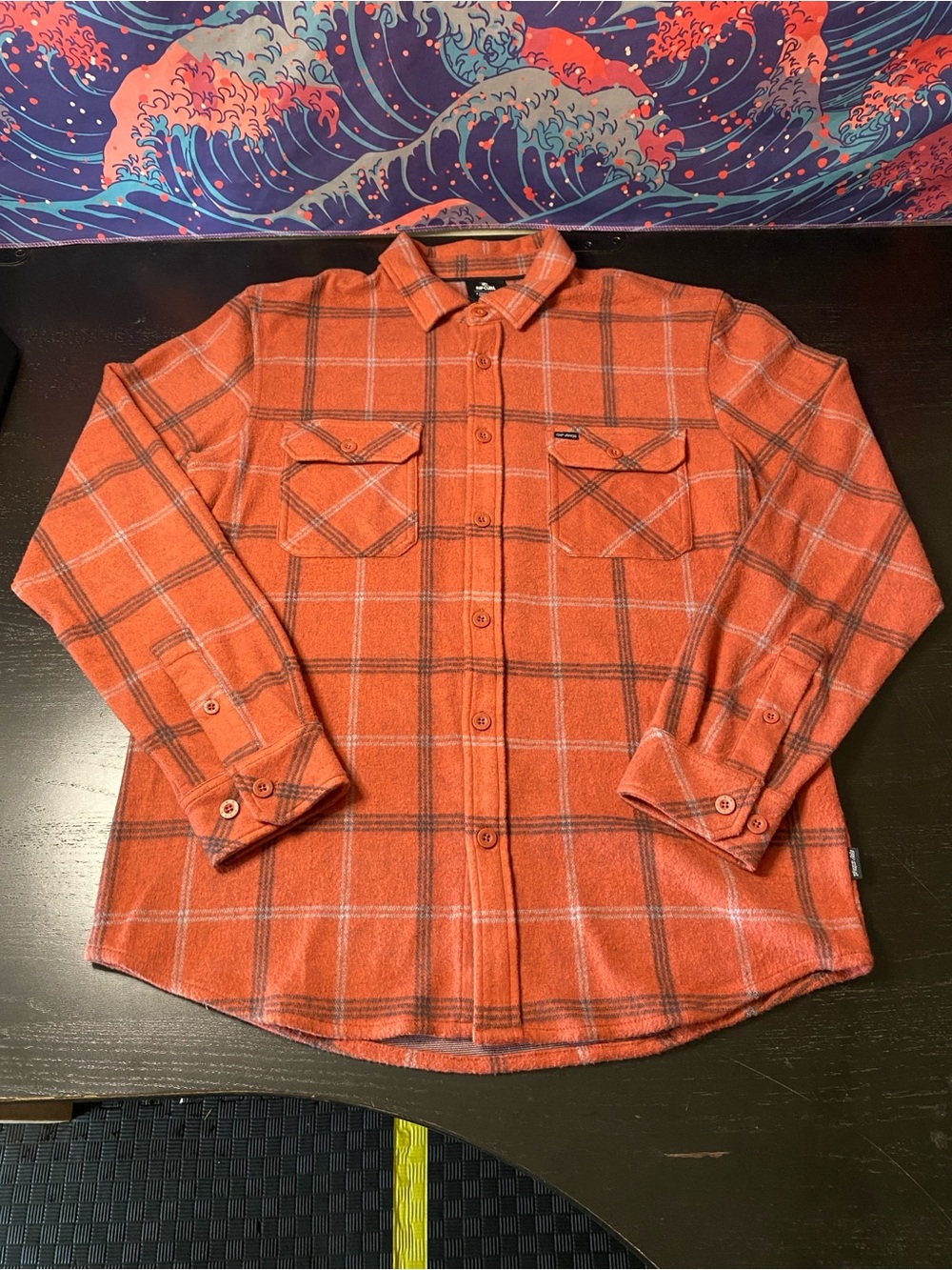 Rip Curl Orange Plaid Long-Sleeve Button-Down Shirt